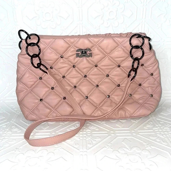 NWTโ Gilda Paris Pink Blush Soft Quilted Studded Chain Strap Handbag Purse - Picture 4 of 9